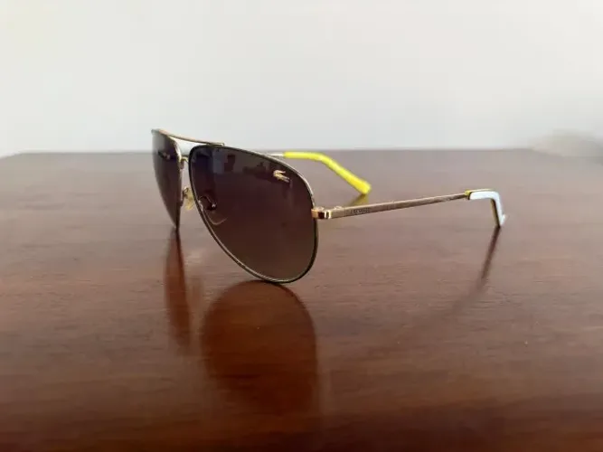 Óculos de Sol Lacoste L129S Aviador Dourado - Original