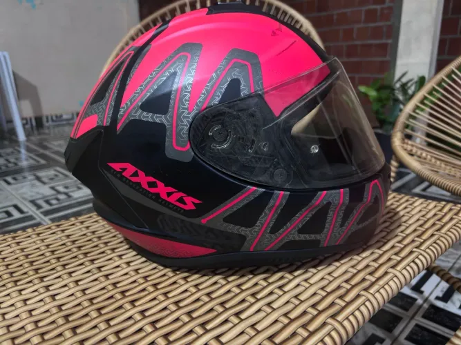 Capacete Axxis preto/rosa n° 57/58cm draken