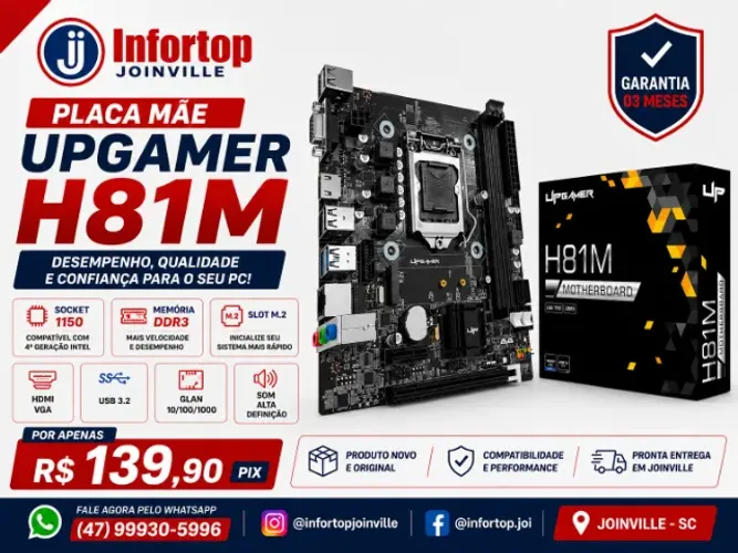 PLACA MÃE H81 1150 M.2 4ªGERAÇÃO NOVA LACRADA COM GARANTIA