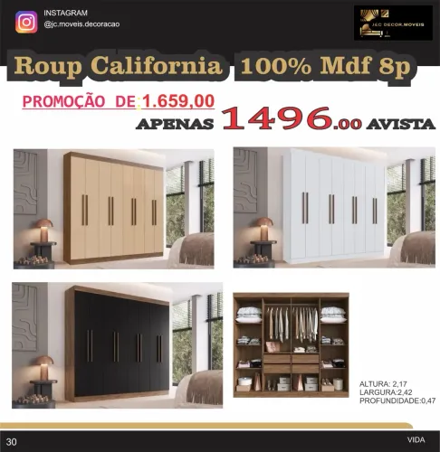 ROUPEIRO CALIFORNIA 8 PORTAS MDF