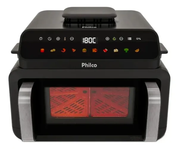 Air Fryer Barbecue Philco 11L 10em1 Visor Glass 1900w Turbo