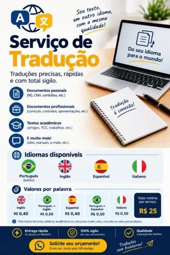 Serviço de Tradução | Inglês, Espanhol e Italiano