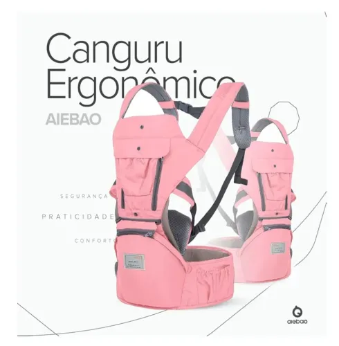 Bolsa Canguru, Ergonômica,12 Posições, 3 Em 1, 3 Bolsos Externos, Bebês 0 a 36 Meses
