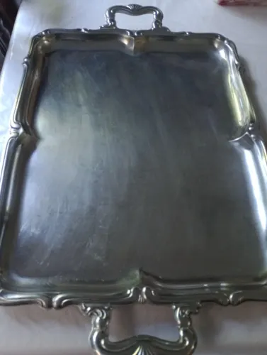 Bandeja Vintage Aço Inox com detalhes