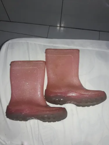 Galocha infantil feminina rosa glitter N°26