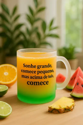 Caneca de vidro jateado personalizada