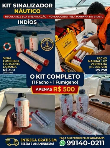 Kit Sinalizador Náutico Índios (Facho + Fumígero) - Homologado Marinha