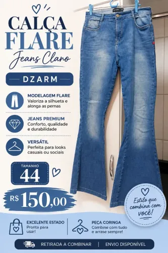 Calça jeans claro flare