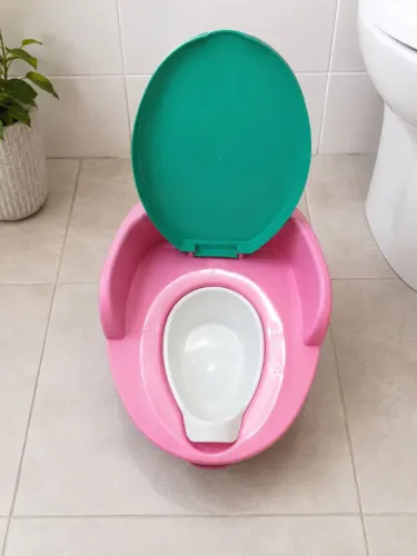Troninho Infantil com Tampa Removível Rosa e Verde