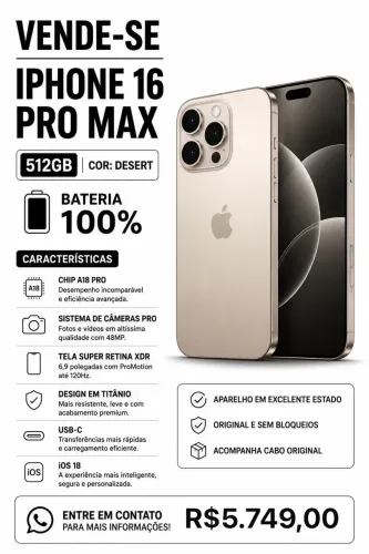 iPhone 16 Pro Max 512gb Bateria 100%