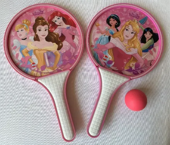 Kit 2 Raquetes e 1 Bola - Frescobol Princesas Disney Cor Rosa