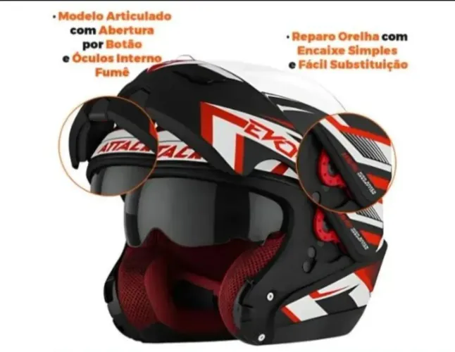 Capacete Articulado com Óculos Attack Evo Tam 60 Novo.