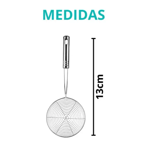  escumadeira fritura inox aço inox 33cm 