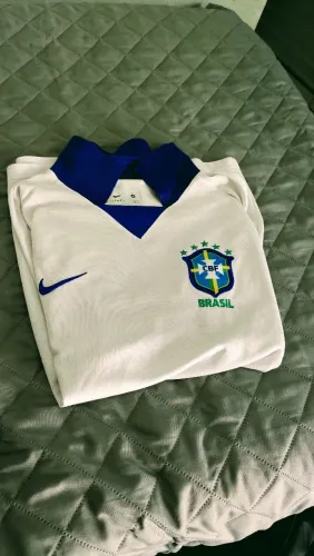 Camisa Brasil Gola Azul Masculina - Estilo Seleção Brasileira 