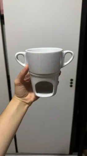 FONDUE INDIVIDUAL CANECA PORCELANA BRANCA 