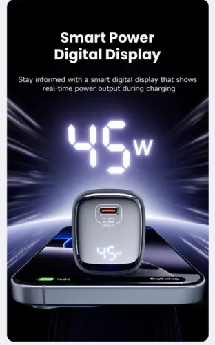 Carregador 45w ultra rápido com visor