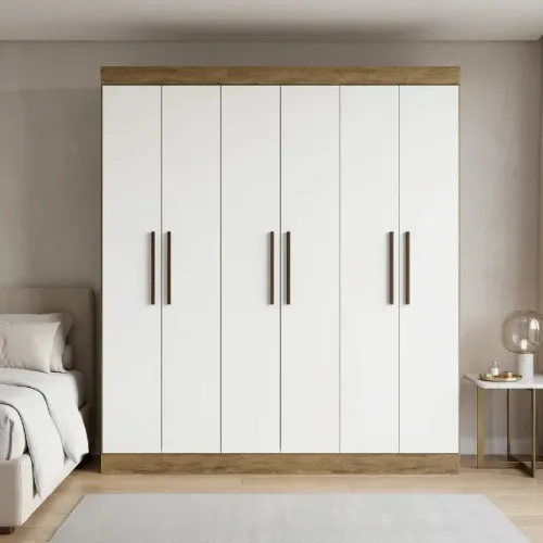 Guarda Roupa Casal 6 Portas 100% MDF Xangai - FRETE E MONTAGEM GRÁTIS!
