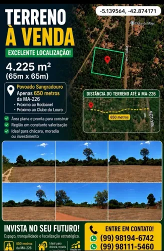 TERRENO À VENDA - 4.225 m² - POVOADO SANGRADOURO