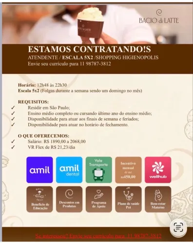 Atendente escala 5x2