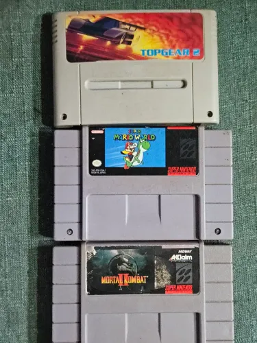Super Nintender  - Fita - Super Mario, mortal kombat 2 e top gear