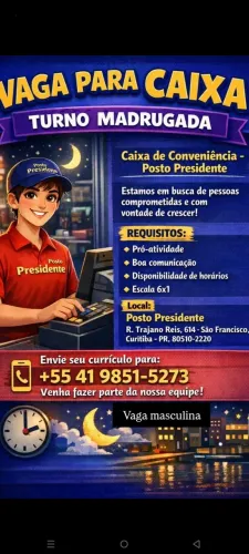 Vaga para atendente de loja