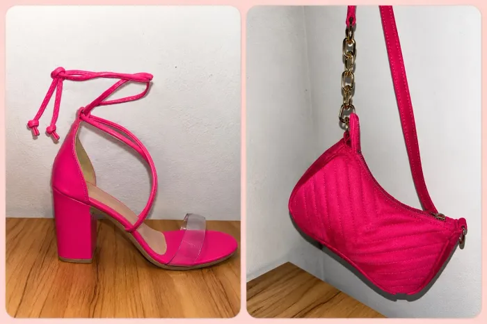 ? DESAPEGO ? Sandália Rosa Pink - Bolsa Rosa Pink de ombro. 
