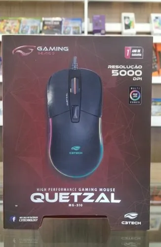 Mouse Gamer Quetzal RGB 8 Botões Ambidestro | Loja Física | Até 12x Sem Juros