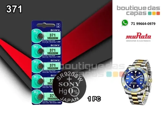 Bateria pilha relogio 1.55v 371 Murata / sony -  Sony agora murato
