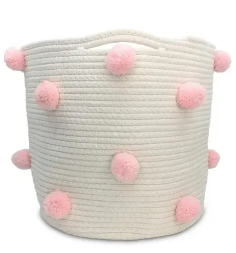(NOVO!) Cesto Pompom Decorativo Organizador