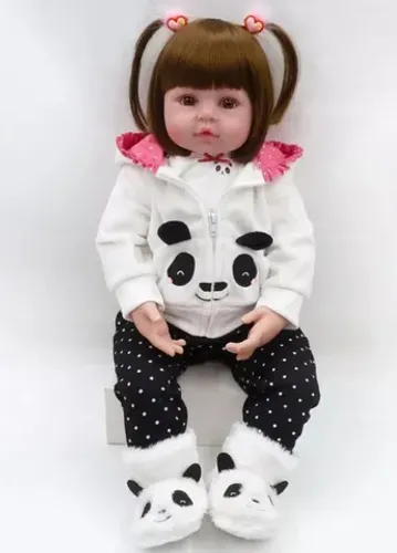 Boneca Bebê Reborn Menina Pandinha Realista 
