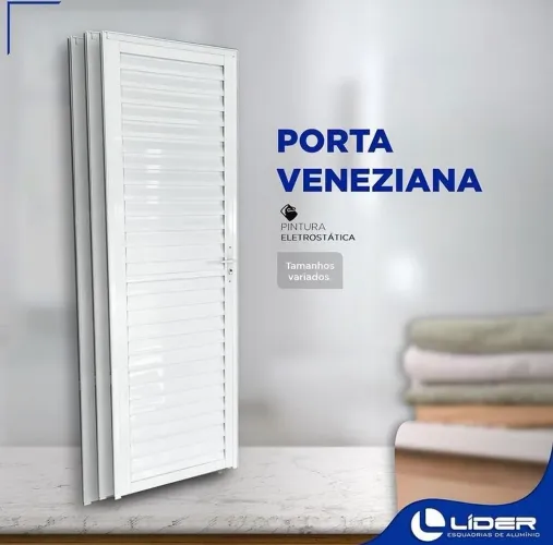 Porta Alumínio Veneziana Branca
