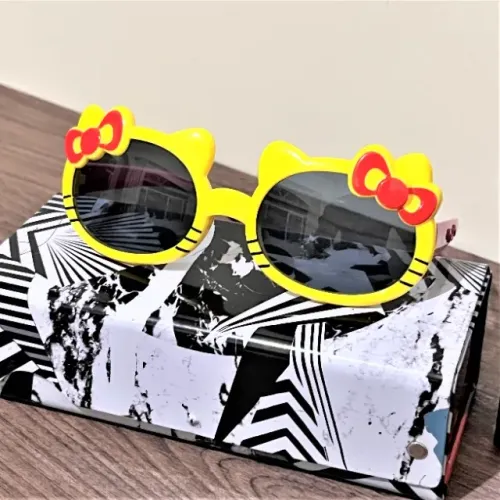 (Aceito cartão) Óculos Redondo Infantil Preto, Armação Amarela e Rosa UV400