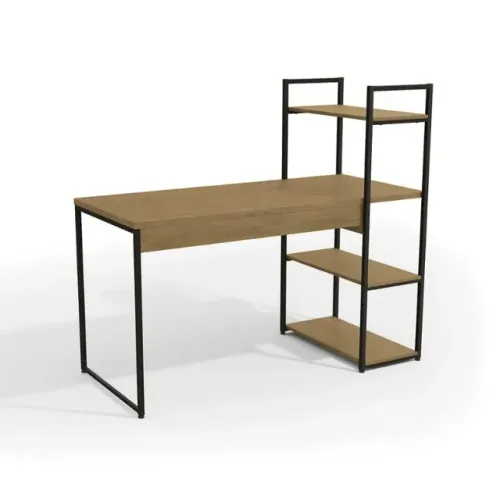 Mesa De Escritório Industrial 3 Prateleiras 136cm