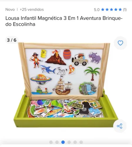 Lousa Infantil Magnética 3 Em 1 Aventura Brinquedo Escolinha