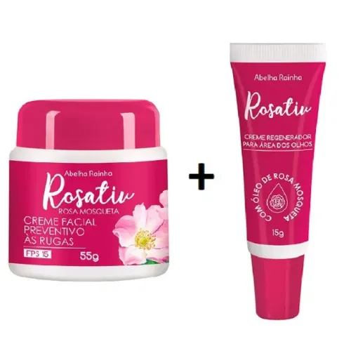 Creme Preventivo à Rugas FPS15+Creme Área dos Olhos+c/Óleo Rosa Mosqueta-Abelha Rainha