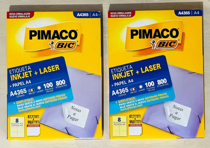 Etiquetas para Impressora Inkjet e Laser A4 100 Folhas - Pimaco