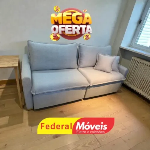 Sofá Cama OFF WHITE 2,24m Linho 18cm ENTREGA HOJE