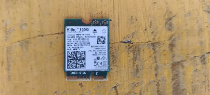 Placa de rede sem fio Intel Killer Wi-Fi 6 AX1650i (Modelo: AX201NGW)