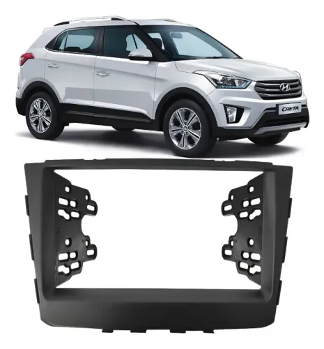 Moldura Painel Dvd Rádio 2din Hyundai Creta 2017 Preto 