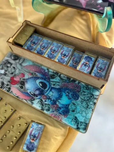 Jogo Dominó + Caixa Personalizada em Porcelanato Liquido