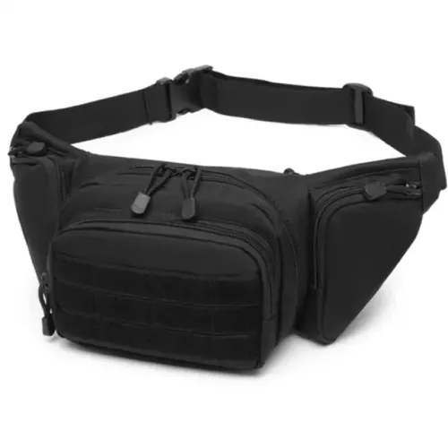 Pochete preta masculina com bolsos frontais grande