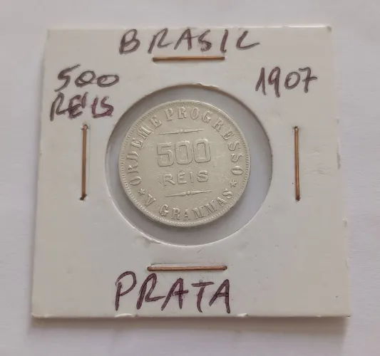 Moeda antiga de prata, 500 Réis de 1907