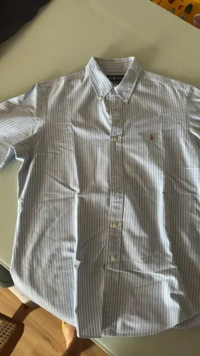 Camisa Polo Ralph Lauren tam L (G) com listras e bordado Pony Muito Nova