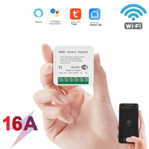Interruptor Inteligente Wifi 16a com 1 canal para Alexa google assistant Tuya smart life
