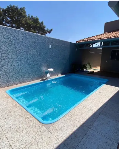 Piscina de fibra 8 metros grande instalada