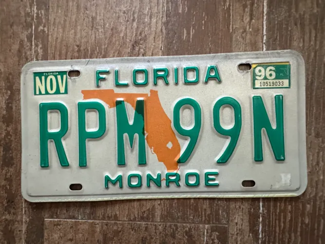 Placa de carro americana Flórida Monroe