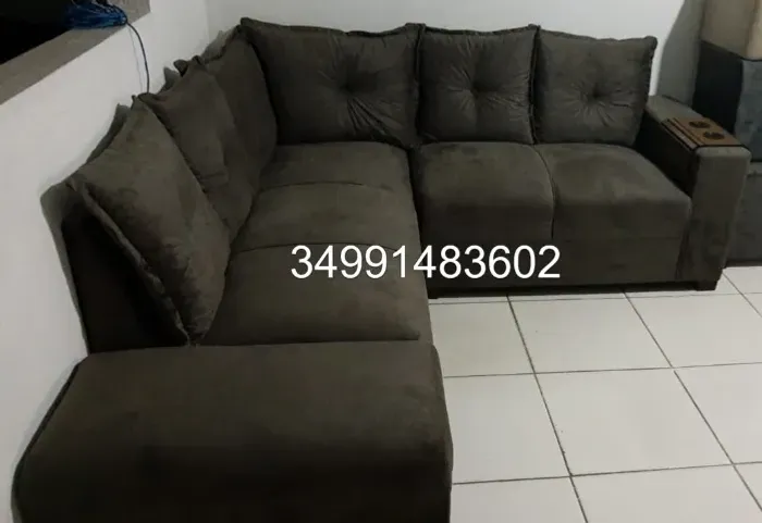 Sofá de Canto com Puff com Entrega Grátis