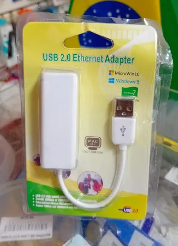 Placa de Rede Externa Adaptador USB 2.0 para Rede Ethernet RJ45 Branco - Novo