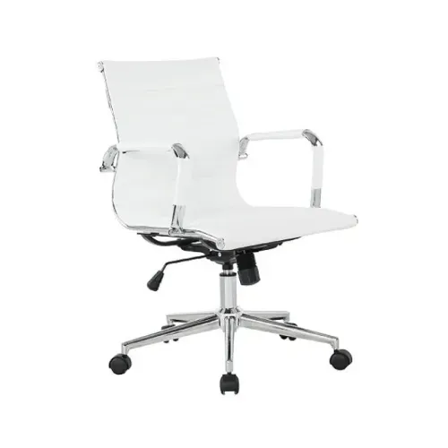 Cadeira Diretor Charles Eames Branca Base Cromada Design Moderno Premium - 32874
