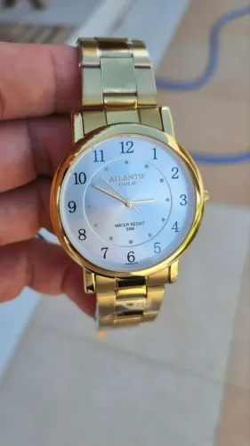 Relógio feminino dourado atlantis